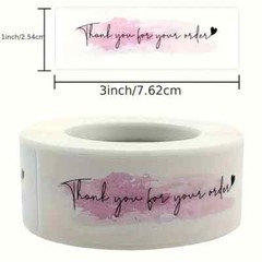 Pink Thank You For Your Order Stickers 250 Per Roll