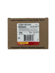 NEW Square D HOM115PCAFI Plug-On Neutral 15 Amp 1 Pole Circuit Breaker