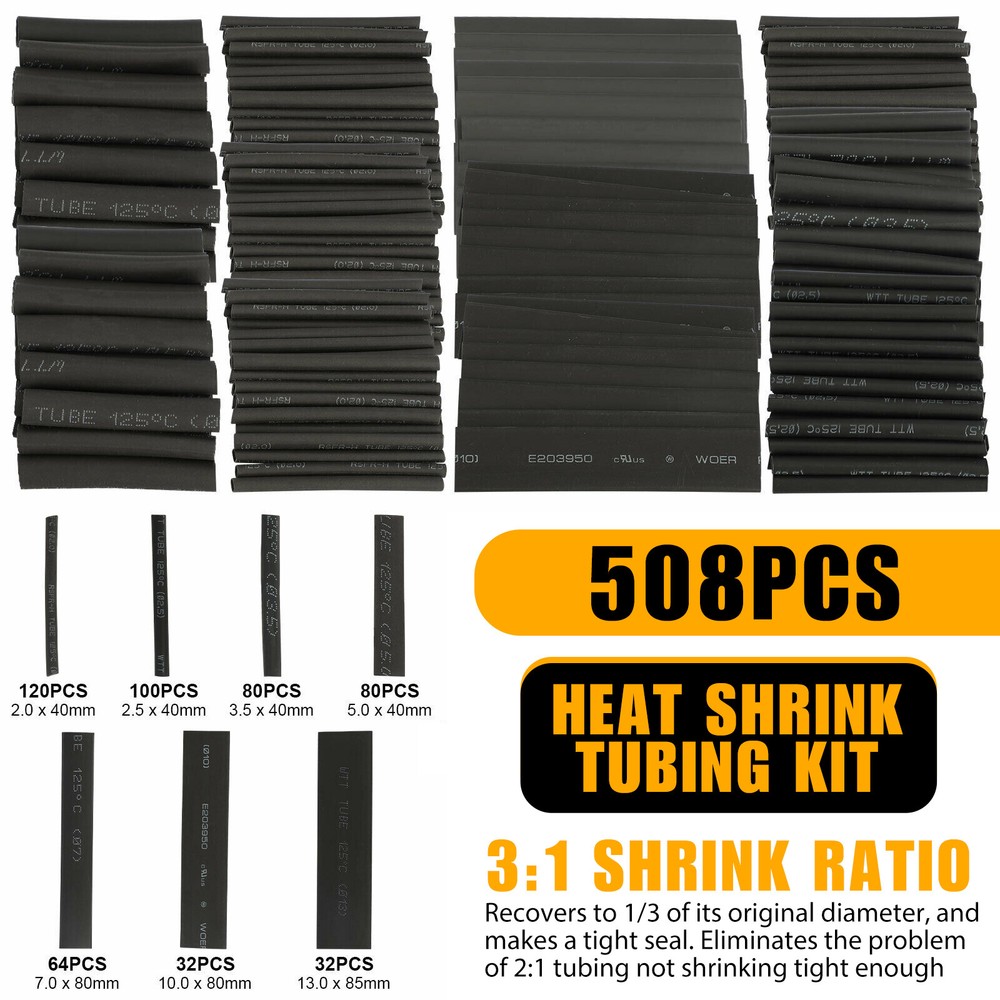 508pcs Heat Shrink Tubing Wire Wrap Assortment Set Waterproof Electrical Cable