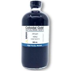 True Colloidal Gold – 200 ppm – 500 mL (16.9 Fl Oz) in Clear Glass Bottle