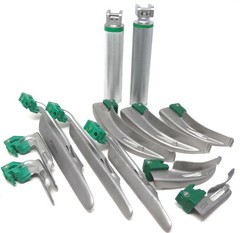 Laryngoscope Set 12PCS Intubation Blades + 2 Handles Fiber-Optic Kit