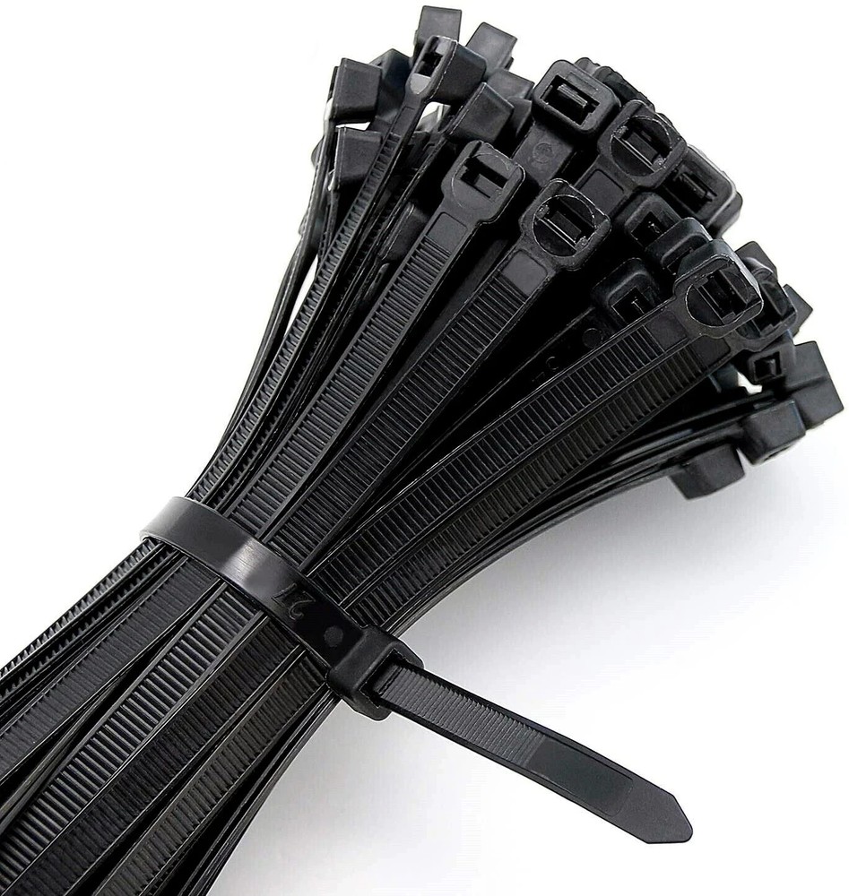 100 BLACK NYLON CABLE ZIP TIES Heavy Duty UV Resistant 4 6 8 10 12 15 18 24 & 36