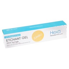 2 x Hexa Etch Gel 37% 50ml Jumbo Syringe Dental Etchant + 100 Tips & 8 Syringes