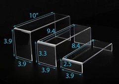 3 PC Large Clear Acrylic Riser Set Acrylic Display Risers Shelf Showcase Fixture