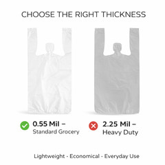 Any Color Bags 1/10 Small 8 x 4 x 15 T-Shirt Plastic Grocery Shopping Bags