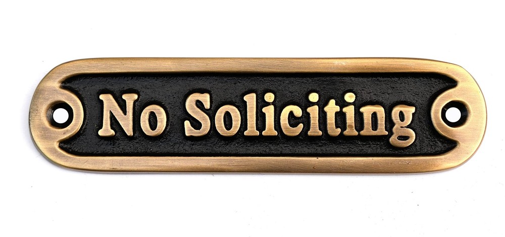 Brass No Soliciting Thank You Sign 5″ Solid Brass Wall Plaque No Soliciting…