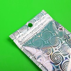 100 Silver Holographic Design Flat Zipper Seal Lock Food Bags with Clear Window
