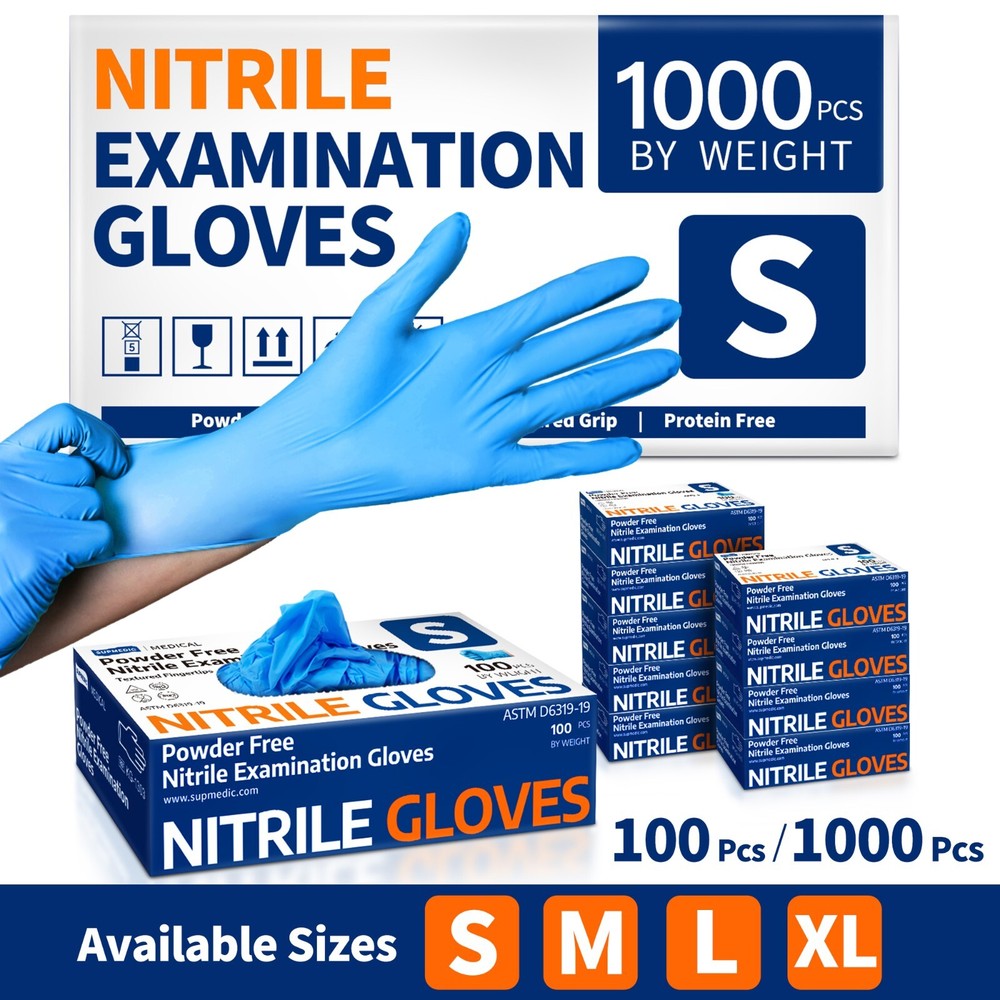 Blue Disposable Nitrile Gloves 3.5 Mil, Powder Free Food-Grade Exam Gloves