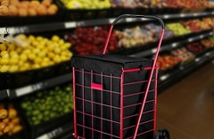 Folding Grocery Basket Cart Shopping Wheel Large Utility Laundry BAG 18″X15″X24″