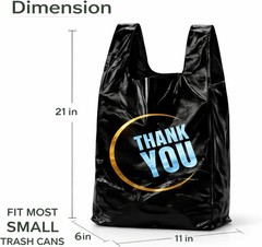 100 Count Plastic Bags – Black T Shirt Bags with Handle for Retail Shopping and