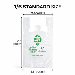 3 Mil Reusable Clear T-Shirt Grocery Bags 1/6 Size 11.5×6.5×21 Heavy Duty Bulk