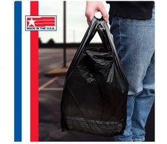 Black T-Shirt Carryout Bags, 11.5″ x 6.5″ x 22″ 1000 ct.