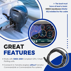 Yamaha Engine Interface Cable with T-Connector for NMEA 2000 (4.5M/15Ft)