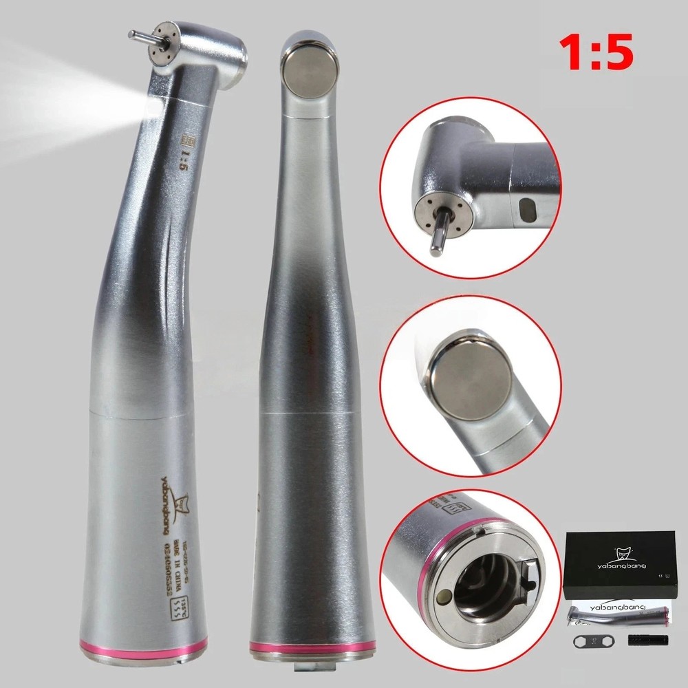 Dental 1:5 Fiber Optic Contra Angle Increase Internal Four Spray LED Handpiece