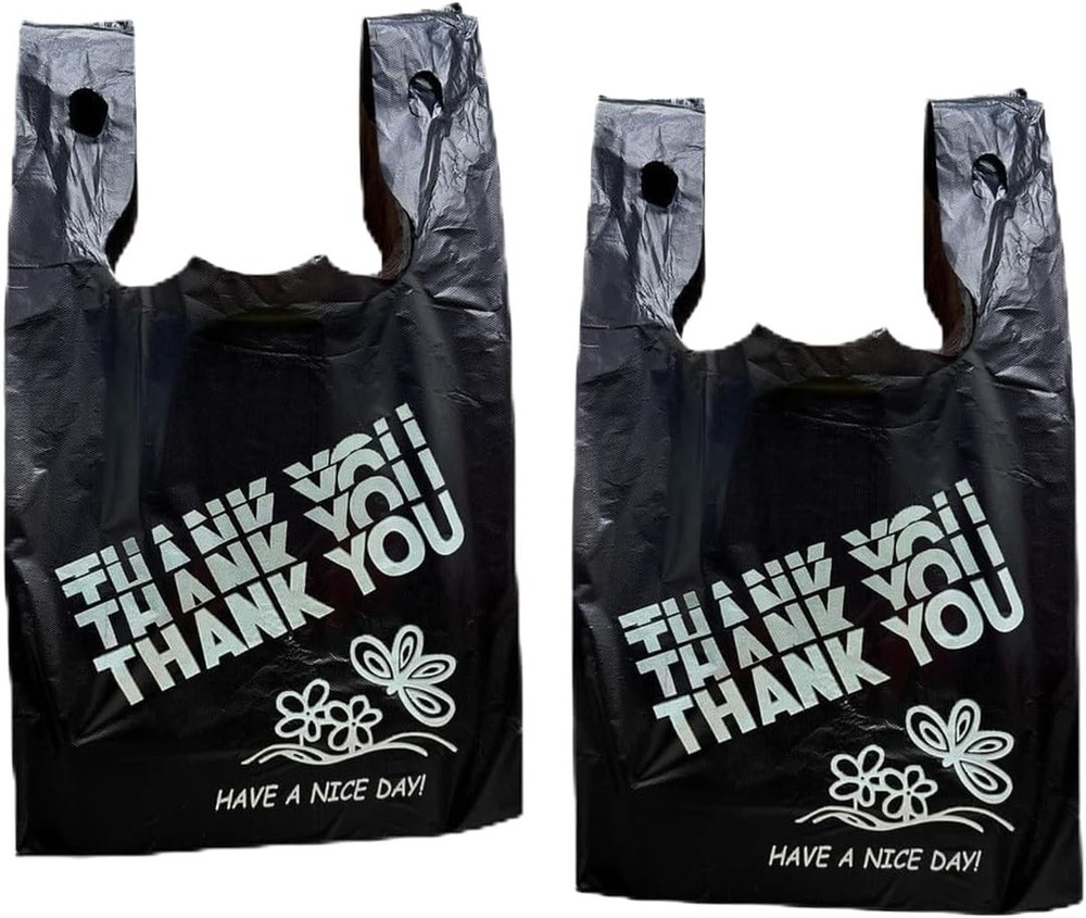 YoYoRain Black Thank you bags, HEAVY DUTY 22MIC Plastic Bags…