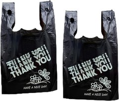 YoYoRain Black Thank you bags, HEAVY DUTY 22MIC Plastic Bags…