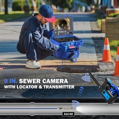 9 In Self-Leveling Sewer Camera 50m/164ft Pipe Inspection Camera w 512Hz Locator