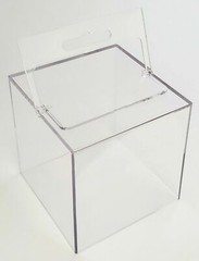 2 x Clear Plastic Cube Box 3.5″ Desk Organizer Pen Post-it Holder office display