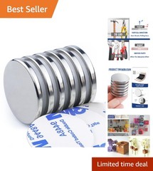 Versatile 6 Pack of 1.26″ Round Neodymium Magnets with Strong Adhesive