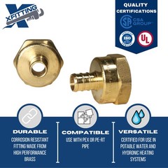 XFITTING Pex Fitting, 3/4 inch Female NPT to 1/2 inch Pex Adapter for Plumbin…