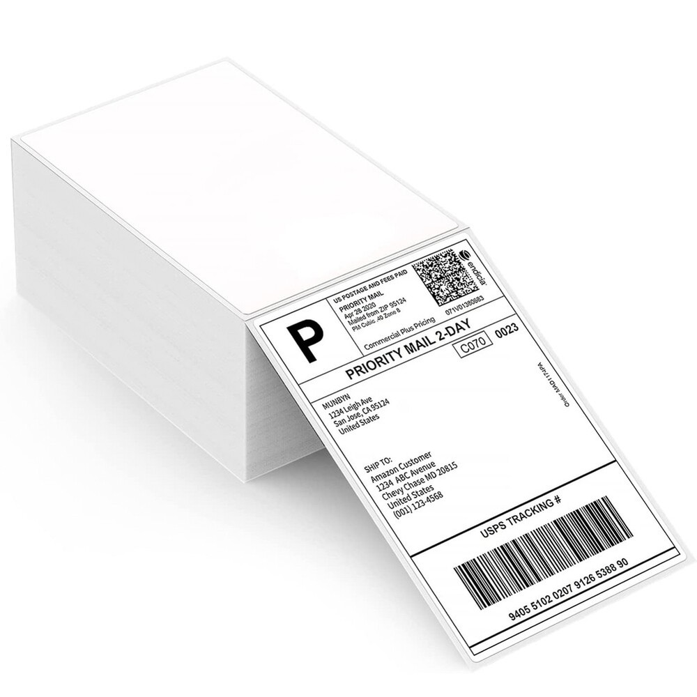500 4×6 Fanfold Direct Thermal Shipping Labels Perforated for Zebra & Rollo