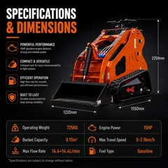 15HP Mini Skid Steer Loader Gasoline Crawler Hydraulic EPA Free Shipping USA