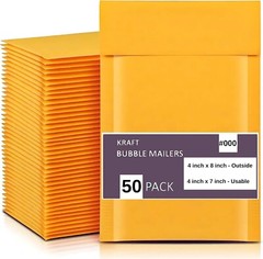 50 Pack Kraft Bubble Mailers 4×8 Inch Waterproof Cushioned Mailers Padded
