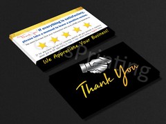 for eBay Seller Thank You Cards Notes For Your Order Black Gold Five Stars