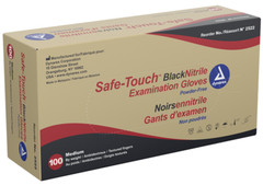 Dynarex Safe-Touch Black Nitrile Exam Gloves, Powder Free, Medium – Box of 100