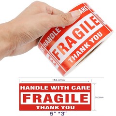 4 Rolls 500/Roll 3×5 Fragile Stickers Handle with Care Thank You Shipping Labels