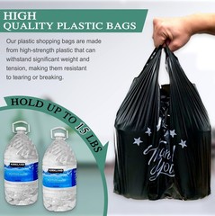 YoYoRain 1000 Count Black “Thank You” T-Shirt Bags – Reusable & Disposable Groce