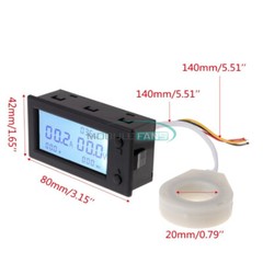DC 0-300V 50/100/200/400A Voltage Current Power Meter STN LCD Hall Coulombmeter