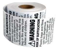 SUFFOCATION WARNING Labels/Stickers (2 x 2) – FBA Approved – (8) Rolls of 500