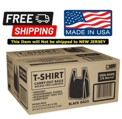 Member’s Mark Black T-Shirt Carryout Bags (1,000 ct.), Size 11.5″ x 6.5″ x 22″