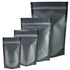 100/500/1000 Black Stand Up Zipper Packaging Bag Opaque Window for Food Storing