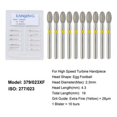 Dental Diamond Football Bur Burs FG Fine Coarse High Speed Friction Grip 379 368