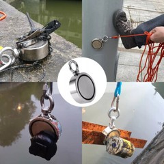 Magnet Fishing Kit 1200lbs Pulling Double Sided Fishing Magnet 2.64″ Dia