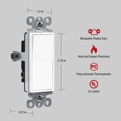 15A 3-Way Wall Light Switch On/Off Decora Rocker Paddle UL Listed 10 Pack