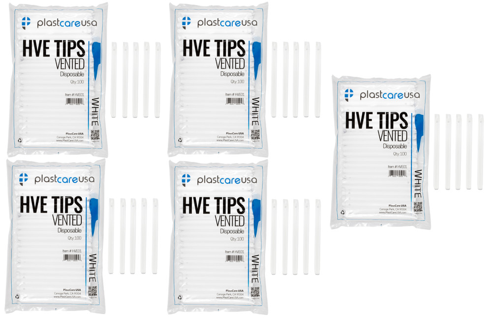 HVE Tips Vented Disposable Plastcare HVE01 White (500pcs)