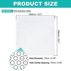 19.7″x19.7″ 304 Stainless Steel Perforated Sheet 0.39″ Hole Mesh Plate