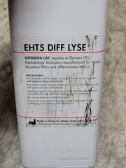 x1 Element HT5 Hematology, EHT5 DIFF LYSE Solution 300mL Expires 2/10/2027