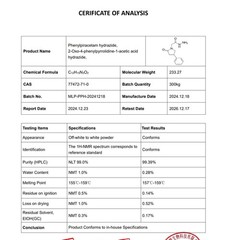 Phenylpiracetam Hydrazide Powder, Purity 99%+, USP Grade, CAS 77472-71-0