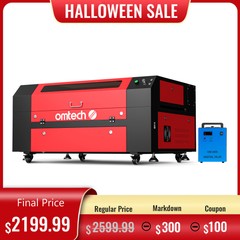 OMTech 28×20 in. 60W CO2 laser Engraver Cutter Marker with CW-3000 Water Chiller