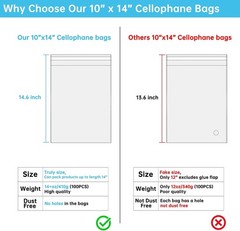 100 Pcs 10″x14″ Clear Self-Sealing Cellophane Bags for Packaging T-Shirt Clothes