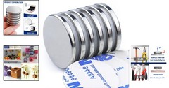 Versatile 6 Pack of 1.26″ Round Neodymium Magnets with Strong Adhesive
