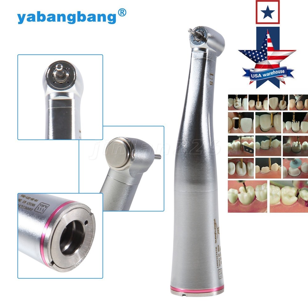 Dental 1:5 LED Fiber Optic Contra Angle Handpiece Red Ring fit NSK Ti-MAX X95L