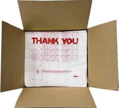 Bags 1/6 Large 21 x 6.5 x 11.5 WHITE THANK YOU T-Shirt Plastic Shopping Bags