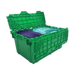 UBMOVE Storage and Packing Plastic Tote Crate Attached Lid Flip Top, 27″x17″x12″