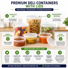 32 oz Heavy Duty Large Round Deli Food/Soup Plastic Containers w/ Lids BPA free