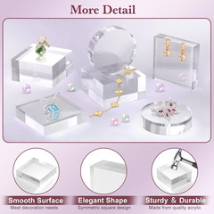 SAMYUCHO Acrylic Base Stand 4 Pieces Acrylic Blocks for Display 4 X 4 X 2 Inch C